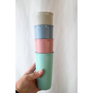 Vintage Tupperware Country Pastels 116 Cups Set Of Four Multicolor Plastic
